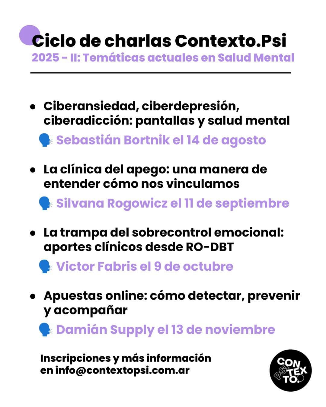 Ciclo de Charlas Parte 2 - Temáticas Actuales en Salud Mental